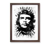 Che Guevara V4 Modern Framed Wall Art Print, Ready to Hang Picture for Living Room Bedroom Home Office Décor, Walnut A4 (34 x 25 cm)