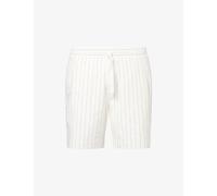 Che Mens Che Franklin Striped Cotton and Linen-Blend Shorts Ivory-10 XL
