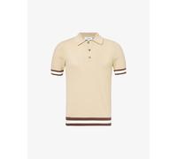 Che Mens Che Quinn Stripe-Trimmed Cotton-Knit Polo Shirt Camel M