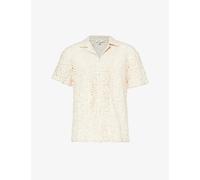 Che Mens Ivory Achilles Geometric-knit Cotton-blend Shirt Xl