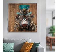 cheam metal steampunk ape wall art in brown and green
