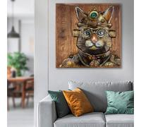 cheam metal steampunk cat wall art in brown and green