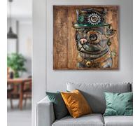 cheam metal steampunk dog wall art in brown and grey