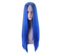 CHEAP 80 cm Long Middle Part blue Cosplay Wigs holloween Party Anime Wig Straight royal blue Hair Cosplay Wig for Women Girls common BLUE WIG 80CM