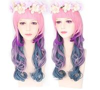 Cheap anime colorful pony Cosplay Wigs Fake Heat Resistant Synthetic Hair purple blue Halloween Christmas Wigs +wigs cap One Size PL-162