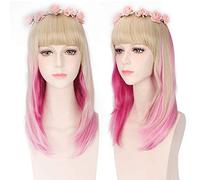 Cheap anime colorful pony Cosplay Wigs Fake Heat Resistant Synthetic Hair purple blue Halloween Christmas Wigs +wigs cap One Size PL-191 only wig