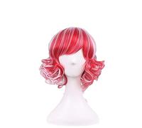 Cheap Harajuku ita White Red Ombre Short Curly Wig Cosplay Costume Synthetic Hair Woman Wigs For Party