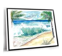 Cheap Office Decor,Decor Farmhouse,Magens Bay St Thomas Dream Beach With Waves Wall Decoration Edition Fine Art Print Watercolor Prints Painting,12x16 Inch UnFramed Wall Art