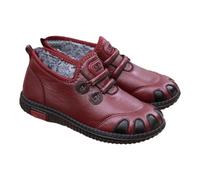 Cheap Stuff for 1p Leather Trainers Womens Wide Fit Athletic Trainers Warm Low Top Athletic Shoes Waterproof Arch Support Athletic Shoes Plush Lightweight Walking Shoes Red