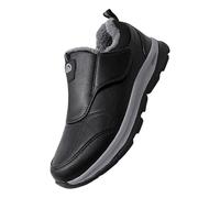 Cheap Stuff for 1p Leather Trainers Womens Wide Fit Athletic Trainers Warm Low Top Gym Sneakers Waterproof Arch Support Jogging Sneakers Plush Road Running Shoes Black