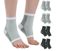 Cheap4uk 4 Pairs Functional Socks Neuropathy Socks for Men Women Ankle Compression Socks Plantar Fasciitis Socks for Feet Pain Relief Soothe Enhanced Comfort Breathable Design (White+Black, 2-4.5)