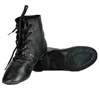 Cheapdancing Women’s Leather Practice Dancing Shoes Jazz Boots Soft-Soled High Boots, Black, Black, 6.5 UK