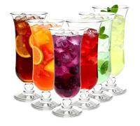 Cheardia 6 Pack Plastic Hurricane Glass, 13.5 oz Pina Colada Glasses Break-Resistant Clear Tulip Drinking Cups for Juices, Cocktails, Full-Bodied Beer, Tropical Drinks, Water, Beverages