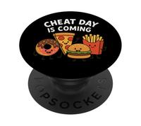 Cheat Day Is Coming - Funny Pizza, Donut, Fries, Burger PopSockets Adhesive PopGrip