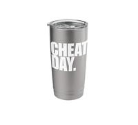Cheat Day -Pizza Fast Food, Weights, Bodybuilder, Gym Muscle Stainless Steel Insulated Tumbler