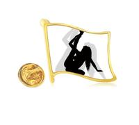 Cheating Hot Beautiful Woman Golden Metal Flag Lapel Pin Badge