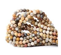 CHEAVIAN 60PCS 6mm Natural Yellow Crazy Lace Agate Gemstone Round Loose Beads for Jewelry Making 1 Strand 15"