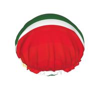 Chechnya Republic Flag Design Double Layer Reusable Shower Cap, Fits Most Head Sizes
