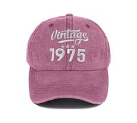 CheChury Baseball Cap for Men Women Cotton Distressed Baseball Hat Birthday Gifts for Unisex 30th 40th 50th 60th 70th 80th Gifts for Dad Grandad，Red-50th