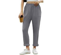 CheChury Corduroy Trousers for Women Elastic High Waist Straight Leg Pants with Pockets Casual Comfy Retro Long Trousers for Autumn and Winter,Grey,S