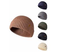 CheChury Fishermans Beanie Trawler Beanie Hat Men Retro Skull Caps Knit Cuff Rolled Beanies Winter Hats for Men Women Watch Cap Warm Hat Wooly Head Warmer Short Beanie Gifts for Men,Brown