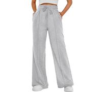 CheChury Jogging Bottoms for Women Straight Leg Trousers Loose Tracksuit Bottoms with Elastic Waist Lounge Yoga Pants Casual Joggers for Women UK,Light Gray,S