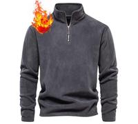CheChury Men Fleece Sweatshirt Polar Fleece 1/4 Zip Pullover with Turtleneck Sweatshirt Warm Soft Jumper Top for Men UK Outdoor Active Sweater,Deep Grey,L