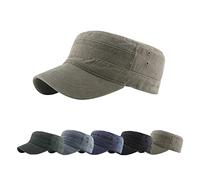 CheChury Vintage Military Hat Cap for Men and Women Adjustable Washed Cotton Distressed Army Cap Unisex Soft Lightweight Flat Roof Sport Hat Khaki