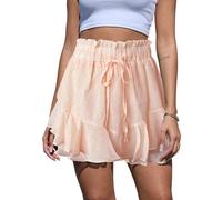 CheChury Women's Chiffon Flowy Shorts with Floral Skirt Design - High Waist Drawstring Culotte Shorts for Tennis, Bohemia Vintage Style