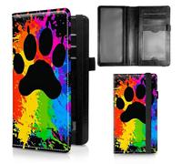 Check Book Cover for Personal Checkbook, Dikoe Premium Leather Checkbook Cover Plastic Insert Flap Card Holder Pen Hoop Holder with RFID Blocking Slim Wallet for Women Men, Dog Paw Prints