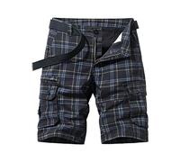 Check Cargo Shorts Men Plaid Shorts Men College Style Chino Trunks With Multi Pockets Workwear Regular Fit Short Pants Lightweight Comfy Hiking Overalls For Outdoor Summer Trunks Smart Pants