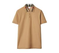 Check collar cotton polo shirt, male, Burberry, Polo Shirts, Beige, S, Tops S
