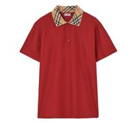 Check Collar Cotton Polo Shirt - male - Burberry - Polo Shirts - Red - L - Tops L