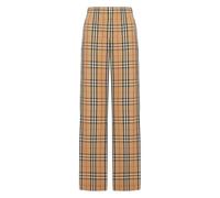 Check Cotton Trousers- female- Burberry- Wide Trousers- Multicolor- XS- Trousers XS