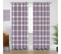 Check Curtains for Bedroom, Tartan Plaid Checkered Blackout Thermal Insulated Eyelet Curtains for Living Room, W66 X D72, 2 Panels Drapes Room Decor