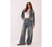 Check Denim Distressed Straight Leg Jeans NastyGal Authentic Midwash 16