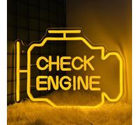 Check Engine Light Neon Sign for Man Cave Decor, LED Garage Wall Art, Funny Gifts for Car Guys, Man Cave Auto Repair Shop Mechanics Workshop Sign, USB Powered(15.7x11.8in,Yellow)