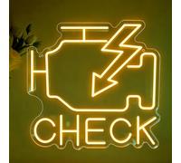 Check Engine Neon Sign, Engine Light Neon Signs for Wall Decor, LED Garage Sign for Car Room Decor USB Powered for Man Cave Auto Repair Shop Workshop Party Birthday 15.74”X15.35”
