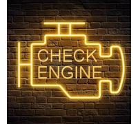 Check Engine Neon Sign, LED Garage Sign for Car Room Decor | Check Engine Light Neon Sign for Garage Decor, Auto Repair Workshop, Man Cave Best Gifts for Dad, Car Enthusiast (Lemon yellow)