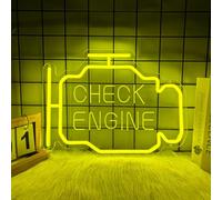 Check Engine Neon Signs for Wall Decor, LED Garage Neon Signs Wall Art Gifts for Dad, USB Powered for Man Cave Auto Repair Shop Workshop Birthday Gift