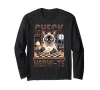 Check Meow-Te Siamese Cat Chess Master Feline Player Long Sleeve T-Shirt