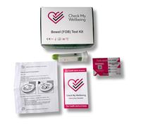 Check My Wellbeing - Bowel Cancer (Fecal Occult Blood) Test Kit | Simple to Use at-Home Test | Rapid Results | Individually Heat Sealed for Ultimate Hygiene with Free Stool Catcher