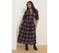 Check Notch Neck Dress Yours Black 20