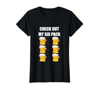 Check Out My Six Pack ABS Funny Beer Gym T-Shirt, Women, Black, XX-Large