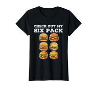 Check Out My Six Pack Burger Funny Cheeseburger Value Graphic T-Shirt, Women, Black, S