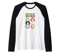 Check Out My Six Pack Donuts Funny Foodie Joke Gym Humor Raglan Baseball Tee