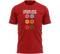 Check Out My Six Pack Mens T Shirt Funny Donut Gift for Bodybuilder Husband Dad Grandad Gym Hobbies MenTee Top, XXL, Red