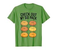 Check Out My Six Pack Workout Funny Bagel T-Shirt, Men, Grass Green, Small