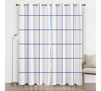 Check Pattern Curtains 90 Inches Long, Grid Minimalist Eyelet Curtains for Bedroom, Thermal Insulated Energy Saving for Living Room Window Privacy Drapes Home Decor 2 Panels 66x90, Modern