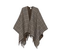 Check-pattern Fringed Poncho - female - Brunello Cucinelli - Ponchos - Brown - ONE SIZE - Jackets ONE SIZE